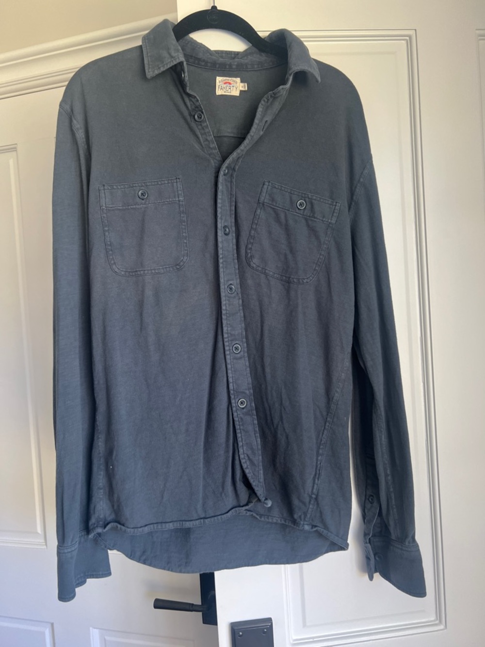 Faherty Washed charcoal cotton  Long-Sleeve Button-Down Shirt